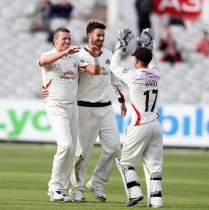 LANCASHIRE COUNTY CRICKET CLUB Emirates Old Trafford LV= County Championship LANCS V GLOUCESTERSHIRE 10/05/15 Day1 Peter Siddle takes the wicket of Smith