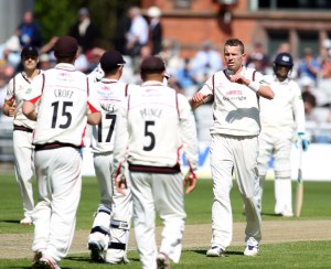 LANCASHIRE COUNTY CRICKET CLUB Emirates Old Trafford LV= County Championship LANCS V GLOUCESTERSHIRE 11/05/15 Day2 Peter Siddle takes Miles LBW