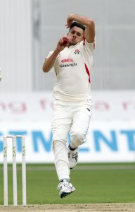 LANCASHIRE COUNTY CRICKET CLUB Emirates Old Trafford LV= County Championship LANCS V GLOUCESTERSHIRE 10/05/15 Day1 Nathan Buck bowling