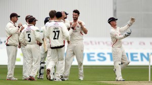 LANCASHIRE COUNTY CRICKET CLUB Emirates Old Trafford LV= County Championship LANCS V GLOUCESTERSHIRE 10/05/15 Day1 Jordan Clark takes the wicket of Tavare c Alex Davies