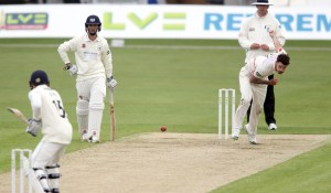 LANCASHIRE COUNTY CRICKET CLUB Emirates Old Trafford LV= County Championship LANCS V GLOUCESTERSHIRE 10/05/15 Day1 Jordan Clark bowling