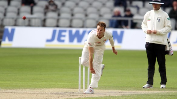 LANCASHIRE COUNTY CRICKET CLUB Emirates Old Trafford LV= County Championship LANCS V GLOUCESTERSHIRE 12/05/15 Day3 Kyle Jarvis bowling