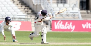 LANCASHIRE COUNTY CRICKET CLUB Emirates Old Trafford LV= County Championship LANCS V GLOUCESTERSHIRE 13/05/15 Day4 Alex Davies batting to 58