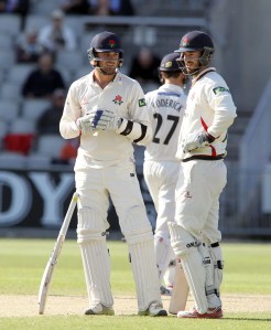 LANCASHIRE COUNTY CRICKET CLUB Emirates Old Trafford LV= County Championship LANCS V GLOUCESTERSHIRE 13/05/15 Day4 Jordan Clark and Nathan Buck