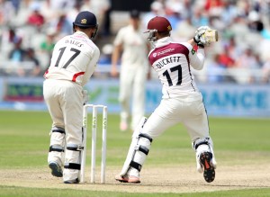 LANCASHIRE COUNTY CRICKET CLUB Emirates Old Trafford Lancashire v Northamptonshire LV= County Championship Division Two, 29/06/15 Duckett on his way to 100