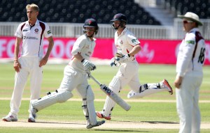 LANCASHIRE COUNTY CRICKET CLUB Emirates Old Trafford Lancashire v Northamptonshire LV= County Championship Division Two, 30/06/15 Karl Brown and Alex Davies