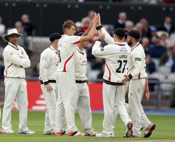 LANCASHIRE COUNTY CRICKET CLUB Emirates Old Trafford Lancashire v Leicestershire LV= County Championship Division Two, 14/06/15 Tom Bailey takes his first wicket