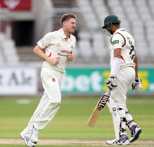 LANCASHIRE COUNTY CRICKET CLUB Emirates Old Trafford Lancashire v Leicestershire LV= County Championship Division Two, 14/06/15 JP Faulkner hat-trick, BA Raine (42.6), JKH Naik (44.1) and CE Shreck (44.2). wicket 2