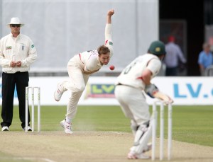 LANCASHIRE COUNTY CRICKET CLUB Emirates Old Trafford Lancashire v Leicestershire LV= County Championship Division Two, 16/06/15 Kyle Jarvis bowling