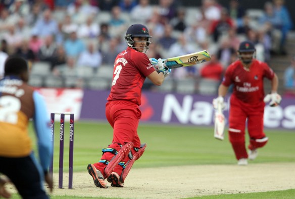 LANCASHIRE COUNTY CRICKET CLUB Emirates Old Trafford Lancashire Lightning v Derbyshire  Nat West t20 Blast 12/06/15 Liam Livingstone batting