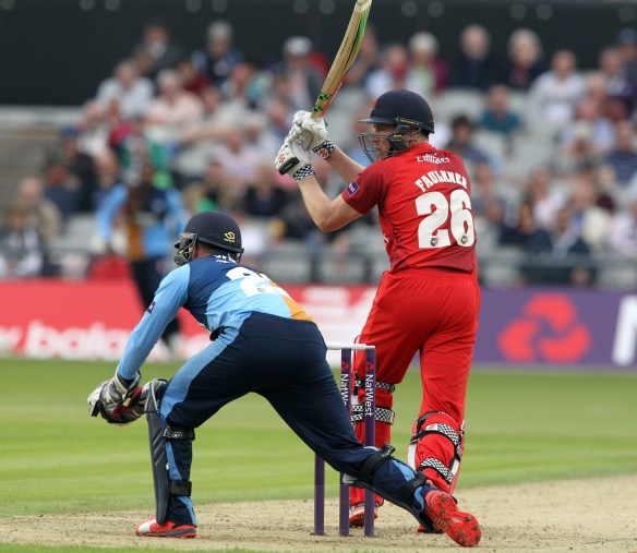 LANCASHIRE COUNTY CRICKET CLUB Emirates Old Trafford Lancashire Lightning v Derbyshire  Nat West t20 Blast 12/06/15 James Faulkner batting