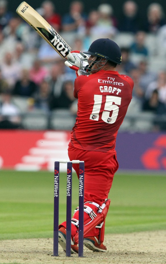LANCASHIRE COUNTY CRICKET CLUB Emirates Old Trafford Lancashire Lightning v Derbyshire  Nat West t20 Blast 12/06/15 Steven Croft batting