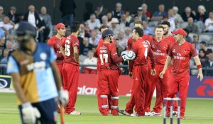 LANCASHIRE COUNTY CRICKET CLUB Emirates Old Trafford Lancashire Lightning v Derbyshire  Nat West  t20 Blast 12/06/15 Stephen Parry gets a wicket