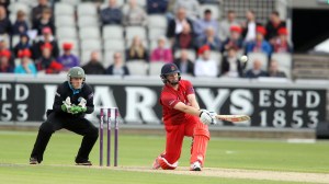 LANCASHIRE COUNTY CRICKET CLUB Emirates Old Trafford Lancashire Lightning v Worcestershire Rapids Nat West t20 Blast 18/06/15 Karl Brown batting