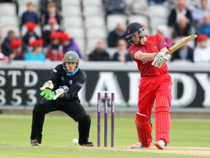 LANCASHIRE COUNTY CRICKET CLUB Emirates Old Trafford Lancashire Lightning v Worcestershire Rapids Nat West t20 Blast 18/06/15 James Faulkner batting