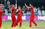 LANCASHIRE COUNTY CRICKET CLUB Emirates Old Trafford Lancashire Lightning v Nottinghamshire Outlaws Nat West t20 Blast 15/07/15 Jordan Clark celebrates