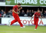 LANCASHIRE COUNTY CRICKET CLUB Emirates Old Trafford Lancashire Lightning v Nottinghamshire Outlaws Nat West t20 Blast 15/07/15 Christian is bowled by James Faulkner