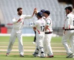 LANCASHIRE COUNTY CRICKET CLUB Emirates Old Trafford Lancashire v Essex LV= County Championship Division Two, 09/07/15 Alex Davies Catches Browne of Lilley bowling