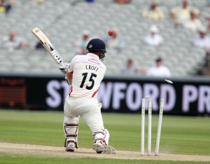 LANCASHIRE COUNTY CRICKET CLUB Emirates Old Trafford Lancs v Northants LV= County Championship Division Two, 01/07/15 steven croft bowled