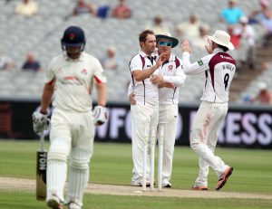 LANCASHIRE COUNTY CRICKET CLUB Emirates Old Trafford Lancs v Northants LV= County Championship Division Two, 01/07/15 steven croft bowled