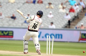 LANCASHIRE COUNTY CRICKET CLUB Emirates Old Trafford Lancs v Northants LV= County Championship Division Two, 01/07/15 jordan clark bowled
