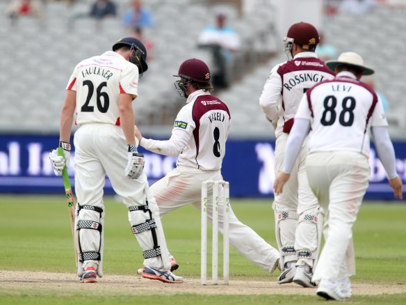 LANCASHIRE COUNTY CRICKET CLUB Emirates Old Trafford Lancs v Northants LV= County Championship Division Two, 02/07/15 James Faulkner lbw b Keogh