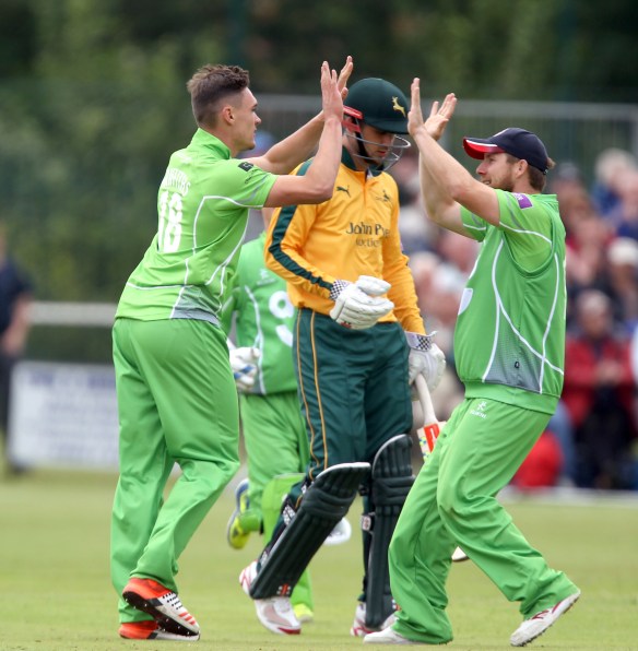 LANCASHIRE COUNTY CRICKET CLUB Liverpool CC Royal London One-Day Cup Lancashire v Nottingham Gavin Griffiths takes his first 04/08/15