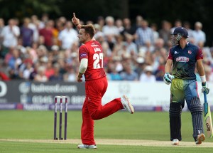 KENT COUNTY CRICKET CLUB t20 blast Quarter final Kent v Lancashire 15/08/15 Kyle jARVIS TAKES HIS SECOND WICKET