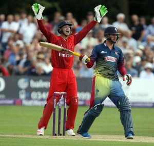 KENT COUNTY CRICKET CLUB t20 blast Quarter final Kent v Lancashire 15/08/15 Jos Buttler appeals as Blake is LBW
