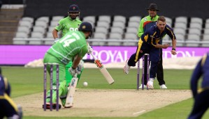 LANCASHIRE COUNTY CRICKET CLUB Emirates Old Trafford Royal London One-Day Cup Lancashire v Glamorgan David Lloyd bowls to Karl Brown 19/08/15