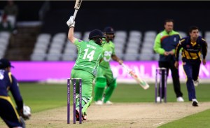 LANCASHIRE COUNTY CRICKET CLUB Emirates Old Trafford Royal London One-Day Cup Lancashire v Glamorgan Karl Brown hitting out 19/08/15