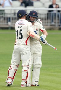 Karl Brown hits century 100 LANCASHIRE COUNTY CRICKET CLUB Emirates Old Trafford LV= County Championship Lancashire v Glamorgan 22/08/15