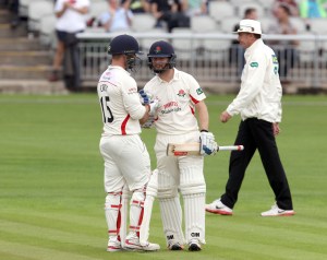 Karl Brown hits century 100 LANCASHIRE COUNTY CRICKET CLUB Emirates Old Trafford LV= County Championship Lancashire v Glamorgan 22/08/15