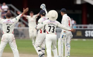 Close call for Rudolf LANCASHIRE COUNTY CRICKET CLUB Emirates Old Trafford LV= County Championship Lancashire v Glamorgan 24/08/15