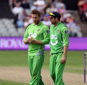 LANCASHIRE COUNTY CRICKET CLUB Emirates Old Trafford Royal London One-Day Cup Lancashire v Warwickshire 02/08/15 Steven Croft and Stephen Parry