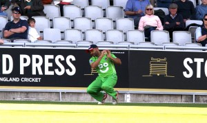 LANCASHIRE COUNTY CRICKET CLUB Emirates Old Trafford Royal London One-Day Cup Lancashire v Warwickshire 02/08/15 Ashwell Prince takes a catch on the boundary
