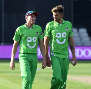 LANCASHIRE COUNTY CRICKET CLUB Emirates Old Trafford Royal London One-Day Cup Lancashire v Warwickshire 02/08/15 James Faulkner and Tom Bailey