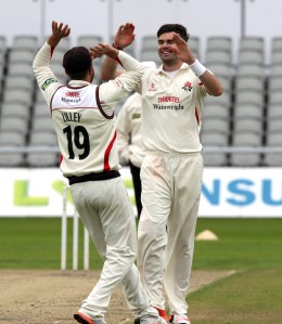 James Anderson dismissesKC Sangakkara LANCASHIRE COUNTY CRICKET CLUB Emirates Old Trafford LV= County Championship Lancashire v Surrey 14/09/15