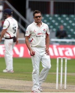 Simon Kerrigan bowls Roy LANCASHIRE COUNTY CRICKET CLUB Emirates Old Trafford LV= County Championship Lancashire v Surrey 15/09/15