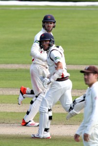 Jimmy Anderson  Simon Kerrigan  LANCASHIRE COUNTY CRICKET CLUB Emirates Old Trafford LV= County Championship Lancashire v Surrey 16/09/15