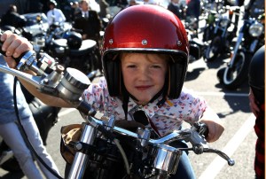 The Distinguished Gentlemens Ride Prostate Cancer UK Youles Triumph Manchester Jared Lock from Stockport here to support his dad Jason [permission given]